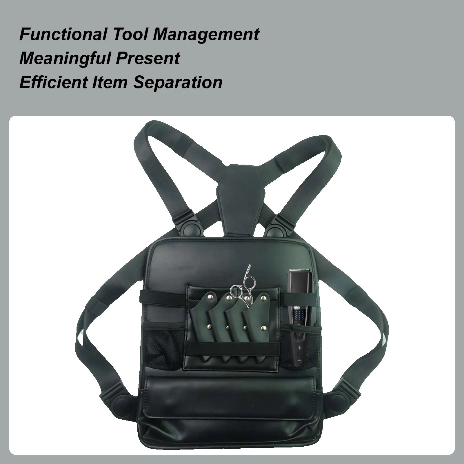 Clipper Bag PU Leather Backpack Chest Haircut Accessories Organizer Bag for Scissor Comb Storage Grooming Haircut Shop Oasis Select