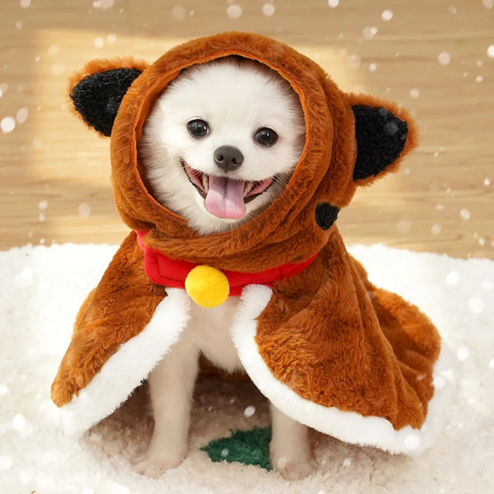 Pet Dog Cape Cat Tiger Winter Warmth Thickened Dog Small Dog Plush Cape Cat Supplies Oasis Select