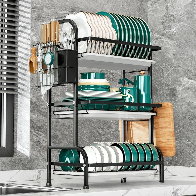 Kitchen Dish Storage Rack Pull Dish Water Filter Rack Countertop Multifunctional Dish Rack Dish and Chopsticks Drain Rack Oasis Select
