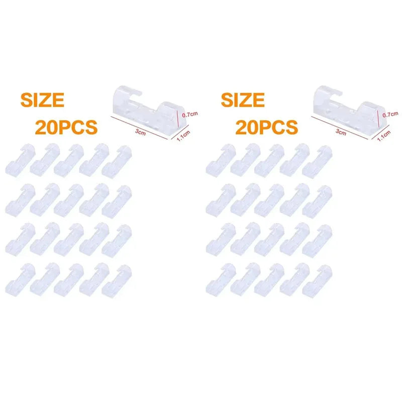 20/40pcs Adhesive Cable Clips Wire Holder For Wall Strong Self-Adhesive Stickers Cord Management Organizer For Desk Car Office Oasis Select Small Transparent 40