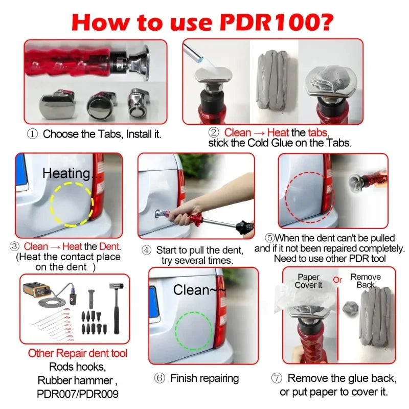 Car Dent Repair Tools for WOYO PDR100 Slide Hammer Dent Puller with Tabs Set Automotive PDR Paintless Dent Pulling Tools Suit Oasis Select