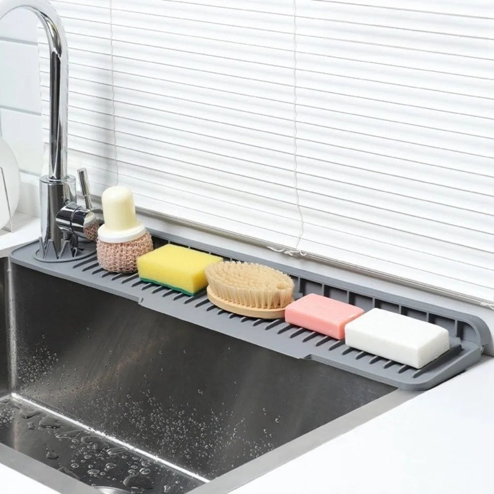 Silicone Sink Splash Pad Large Size Single Side Faucet Drip Mat Non-Slip Countertop Protector Water Catcher Mat for Kitchen Sink Oasis Select