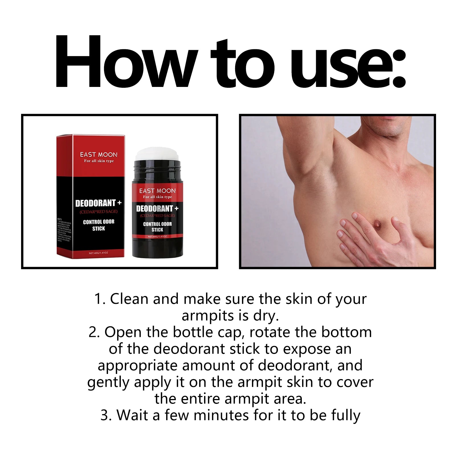 East Moon Deodorant Stick – Anti-Sweat Armpit Odor Remover 40g Deodorant Stick Oasis Select