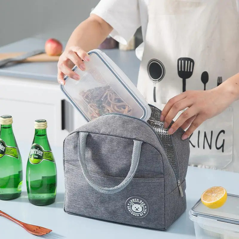 Portable Lunch Bag Lunch Box Thermal Insulated Canvas Tote Pouch Kids School Bento Portable Dinner Container Picnic Food Storage Oasis Select