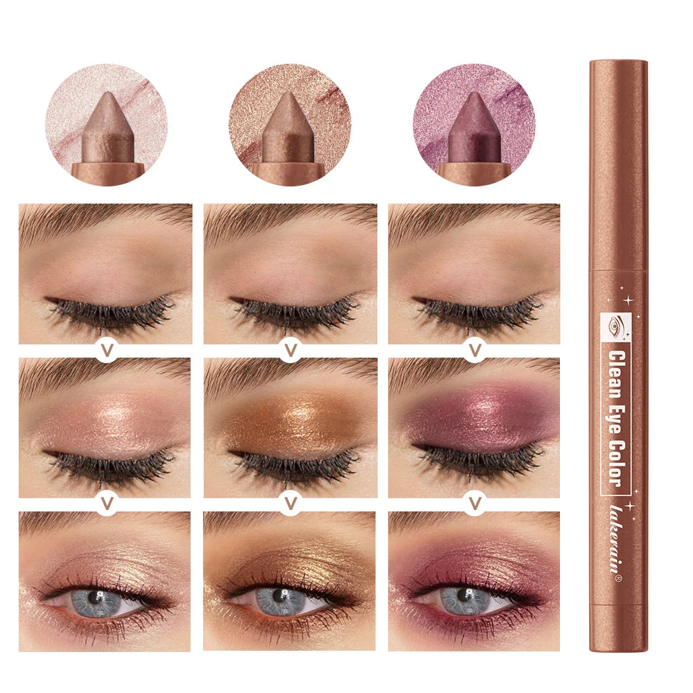 12Colors Metallic Eyeshadow Pencil Glitter Silkworm Liner Pen Highlighter Long Lasting Gold Blue Cream Eye Shadow Stick Makeup Oasis Select