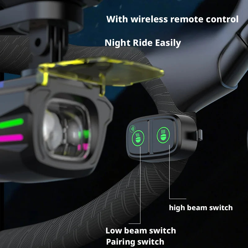Mountain Road Bike Front Light Large Lumens Smart Remote Cycling Lamp Hanging Line Intelligent Control Bicycle Headlight Oasis Select