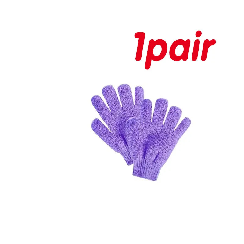 1/2pair Five Fingers Bath Gloves Household Shower Scrub Body Wash Children Home Supply Elastic Wipe Back Bathing Cleaning Gloves Oasis Select 1pair purple