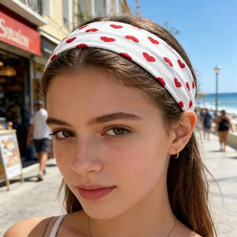 New Love Printed Valentine's Day Hair Bands Korean Sweet Girl Accessories Hair Bands Hundred Fitness Yoga Sports Headdress Oasis Select