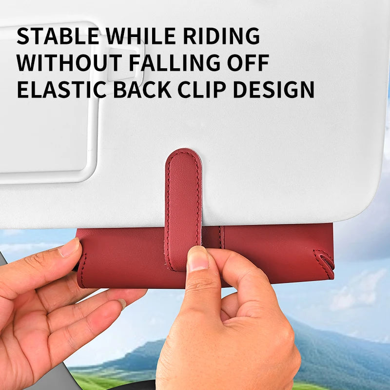 Car Sun Visor Glasses Case | Magnetic Leather Organizer