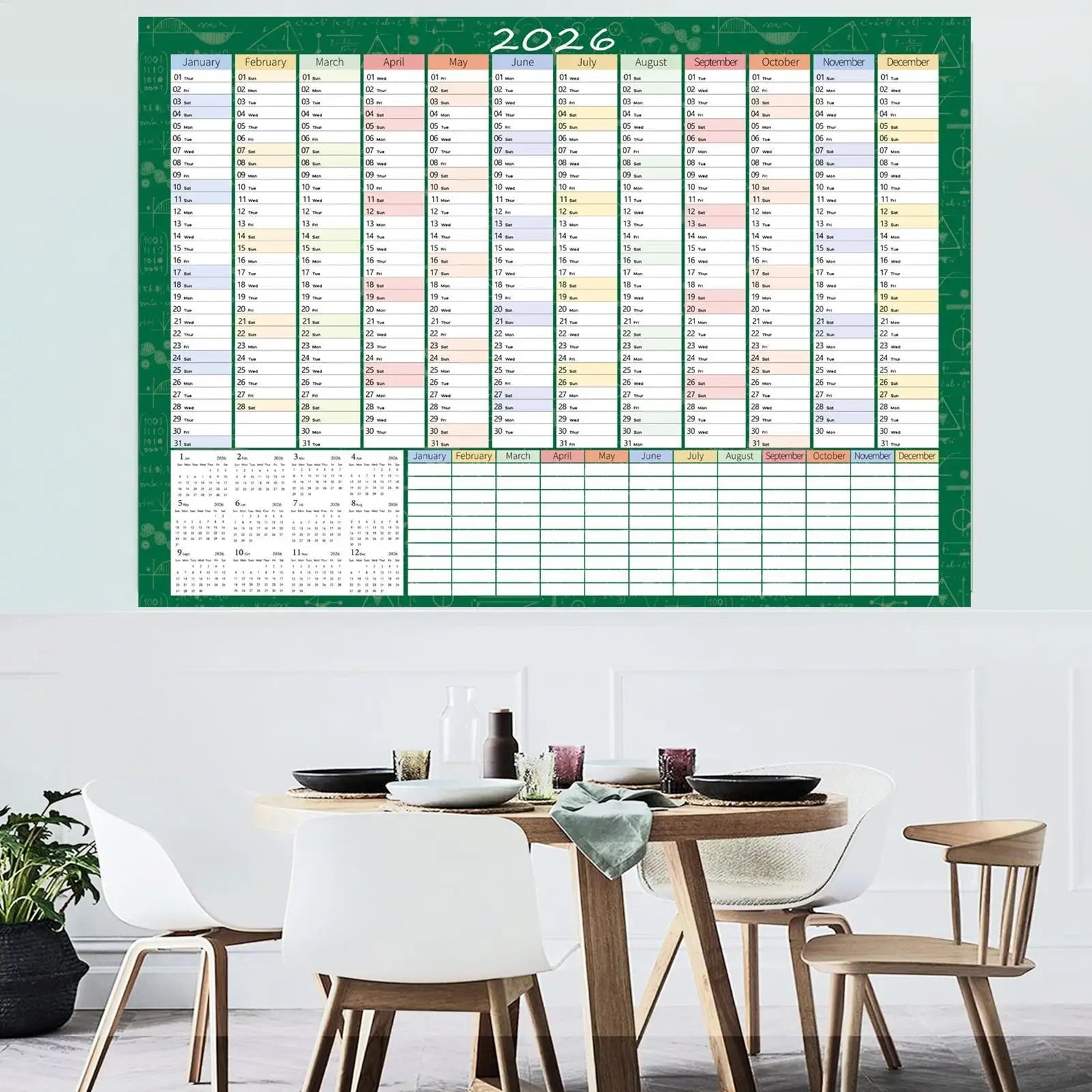 2026 Year Calendar Goal Setting Schedule Tracking Large Year Wall Calendar 2026 for Study Dorm Living Room Bedroom Apartment Oasis Select