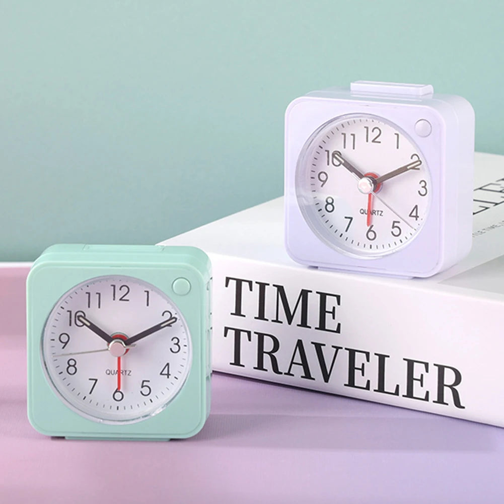 Mini Square Travel Alarm Clock – Silent, Compact & Night Light