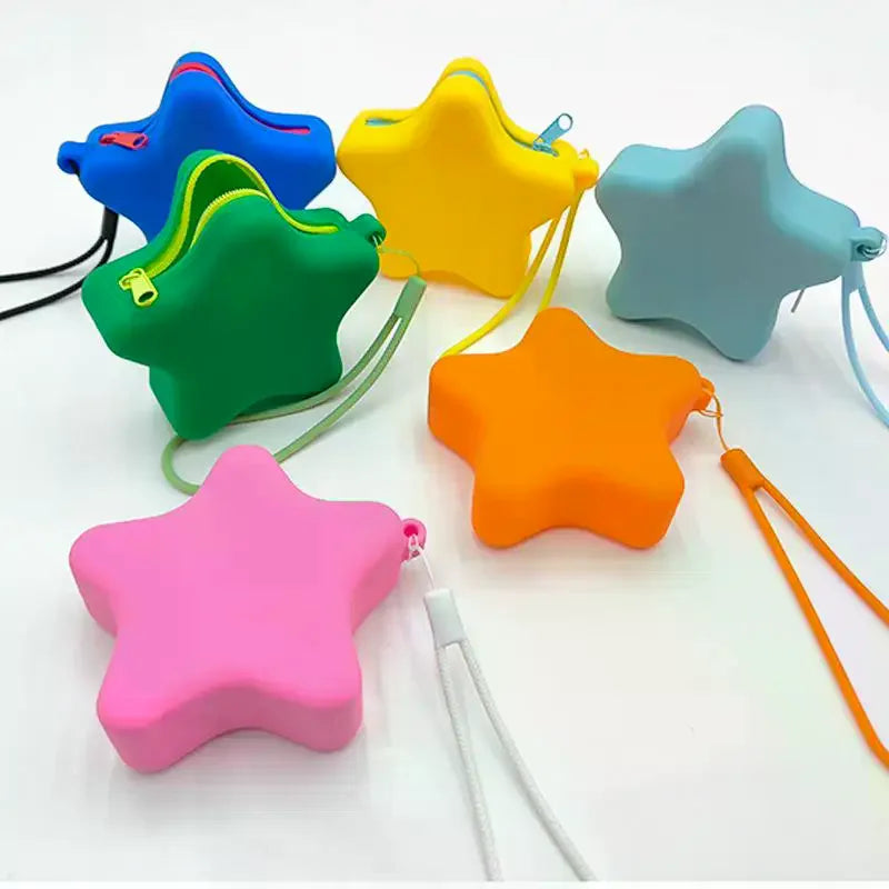 Creative Silicone Coin Purse Portable Zipper Cosmetic Bag Starfish Shape Earphone Bag Women Girls Multifunction Storage Bag Oasis Select