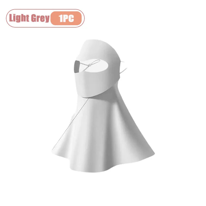 1-10PCS Ice Silk Face Mask Women Cooling Breathable UV Protection Eye Cover Summer Sun Mask Dustproof Stylish Face Gaiter Oasis Select Light Grey-1PC