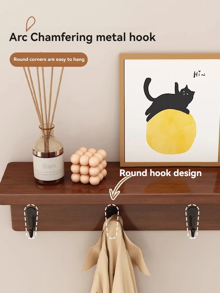 Solid wood clothes hook, multifunctional coat hook on the entrance entrance wall, key hook, wall mounted non perforated row hook Oasis Select