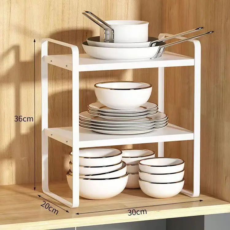 Countertop Kitchen Storage Rack – Layered Cabinet Organizer