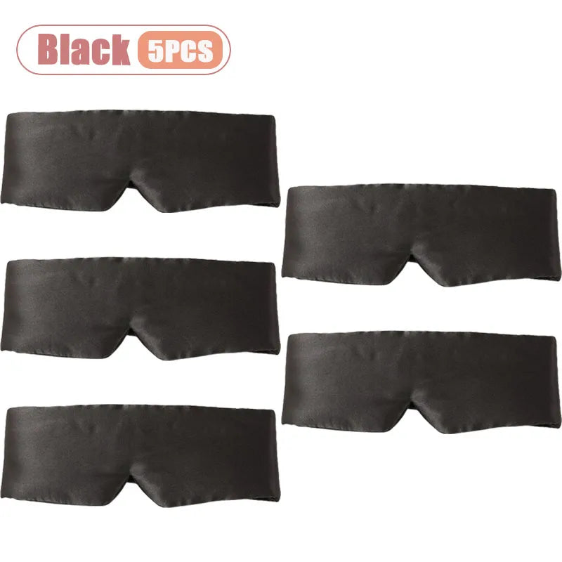 1-10PCS Silk Feel Sleep Mask Embroidered Floral Light Blocking Eye Cover for Women Men Travel Midday Nap Home Weighted Oasis Select Black-5PCS