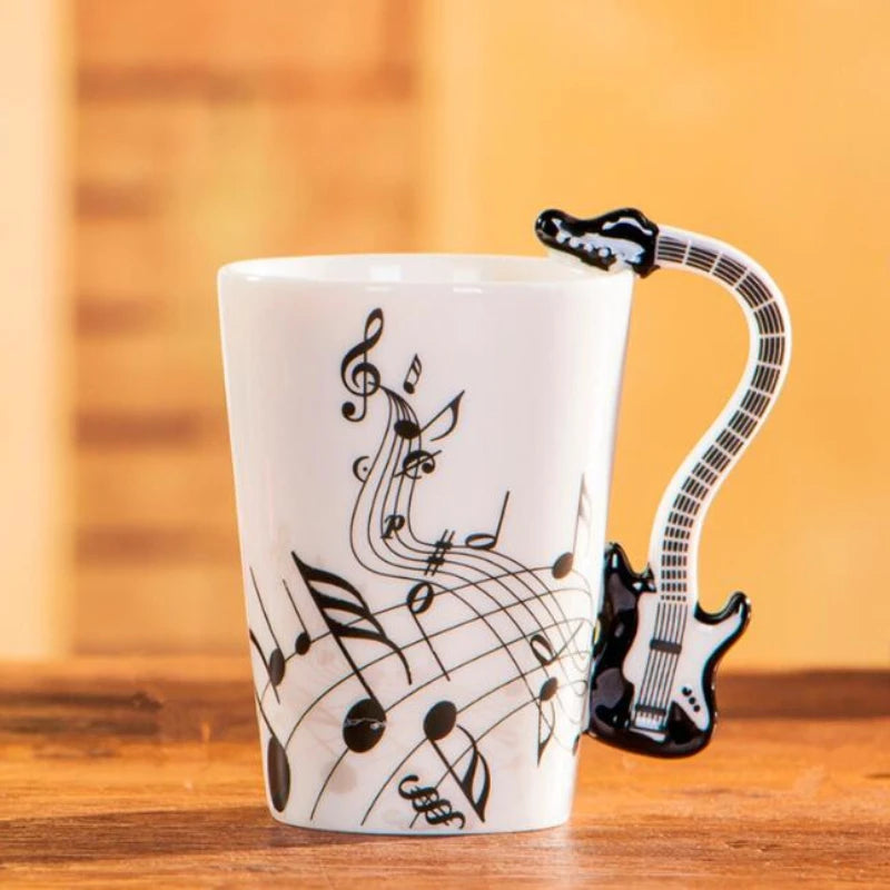 1pcs Ceramic Music Cup Mug Electric Guitar Instrument Creative Coffee Cup Enamel Porcelain Guitar Violin Style Oasis Select