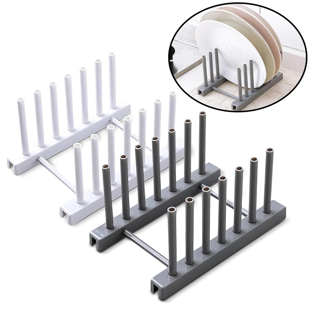 2 PCS Plate Rack Organizer for Cabinet – Plastic Stand for Plates, Bowls, Trays & Bakeware, Keeps Items Dry Oasis Select