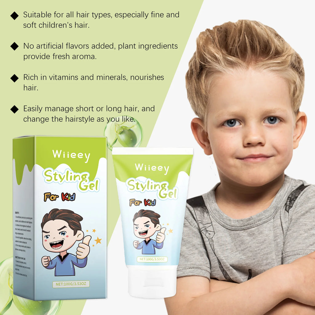 Styling Gel for Children Natural Hold No Flaking Easy Wash,Non-toxic Lightweight Non Sticky Boys Girls Daily Party Hairstyles Oasis Select
