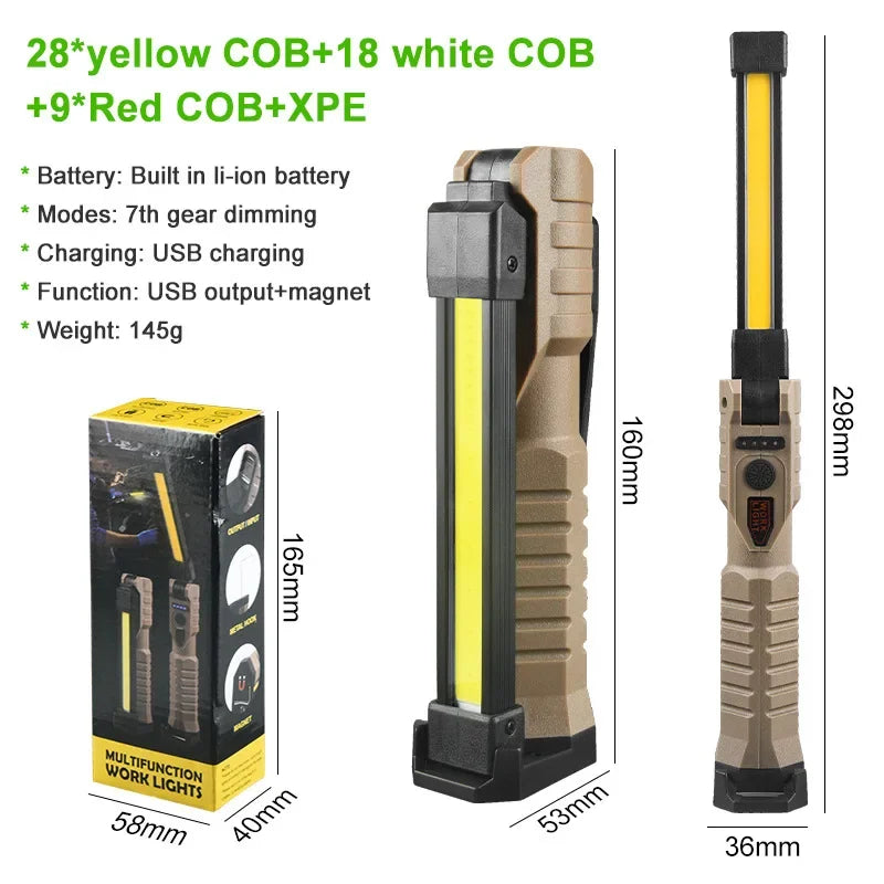 ESMARTER COB LED Work Light – 7 Modes, Magnetic, Type-C Rechargeable