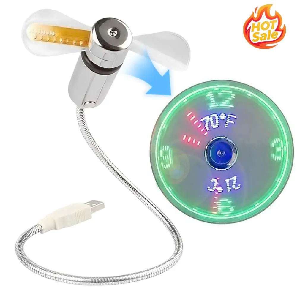 Portable Flexible Cooling Fans Temperature Display Function Creative Mini Fan Mini USB Cooling Fan for PC Laptop Desktop Oasis Select