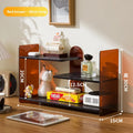 Desktop Shelf Cup Holder Table Bookshelf Home Student Learning Desk Multi-layer Storage Shelf Display Shelf Oasis Select 50Cm black tea
