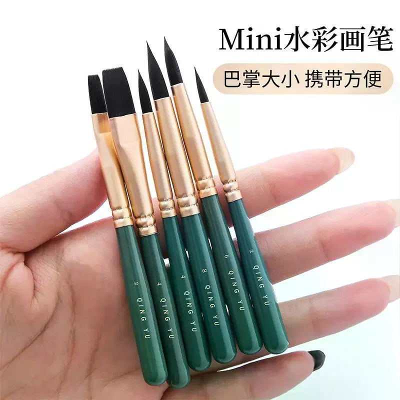6pcs Nylon Multi-Functional Paintbrushes Watercolor Brush Mini Fresh Green Brush For Students Art Painting School Office Supplie Oasis Select