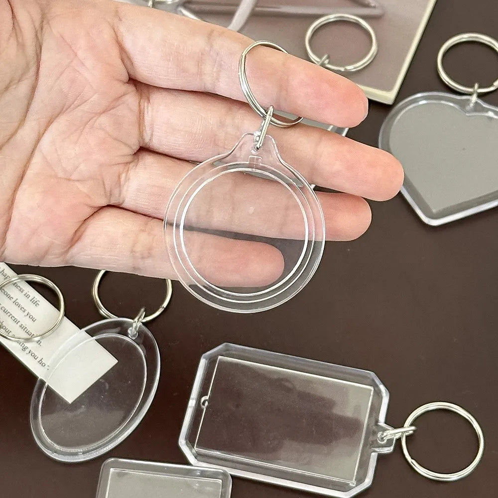 5pcs Acrylic Photo Frame Keychain Holder Photo Picture Insert Blank Keyring with Split Ringfor DIY Craft Jewelry Making Oasis Select