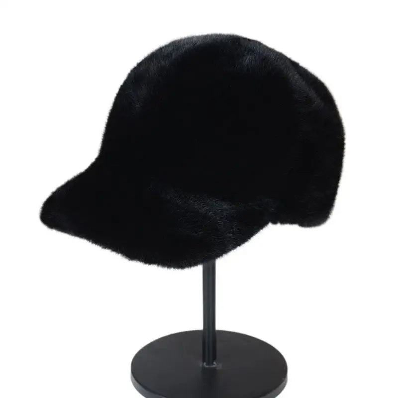 Women's Winter Plush Faux Fur Baseball Cap | Warm Duckbill Hat