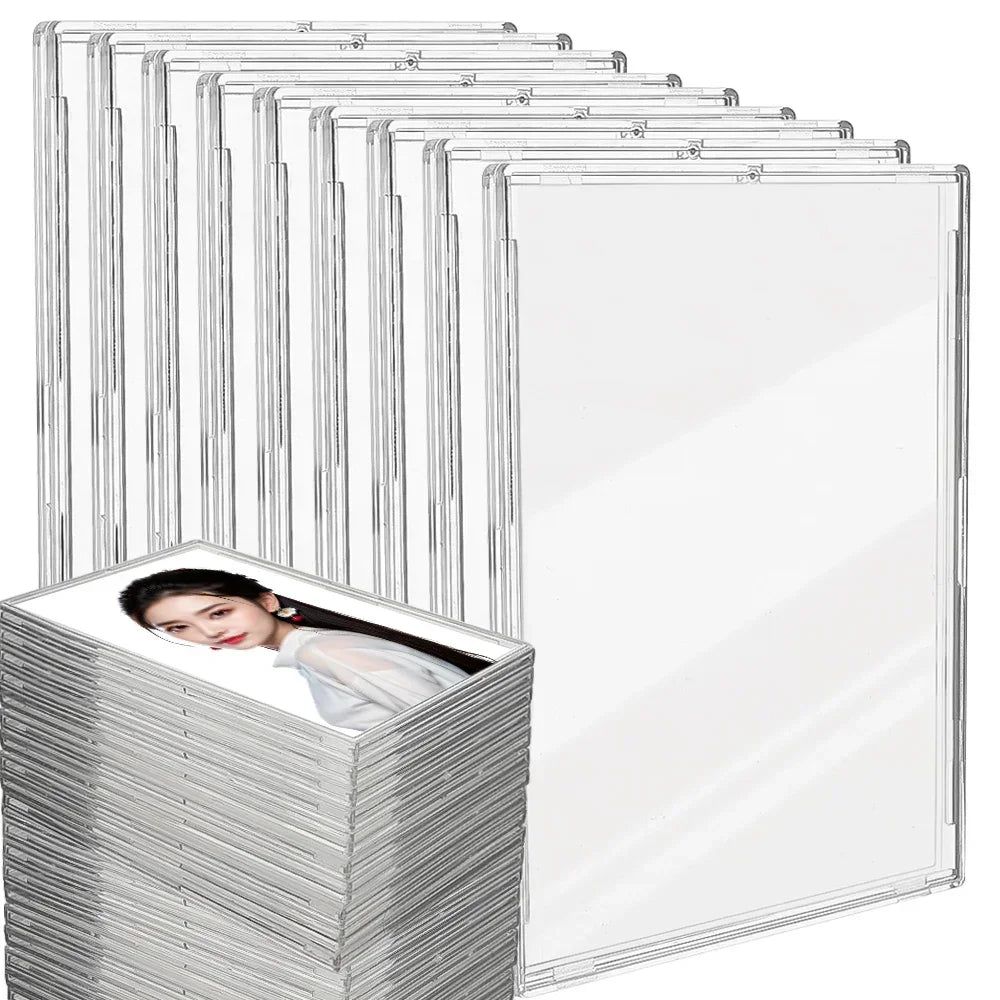 Clear Acrylic Card Holder Snap Type Gaming Sports Trading Card Display Case Kpop Idol Photo Protective Sleeves Not Magnetic Oasis Select