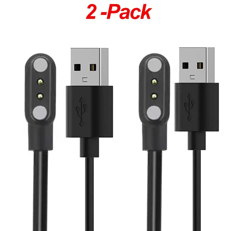 2-Pack Magnetic USB Charger for YAMAY Willful Letsfit Smart Watch Smart Watch Charger Oasis Select 2-Pack Black