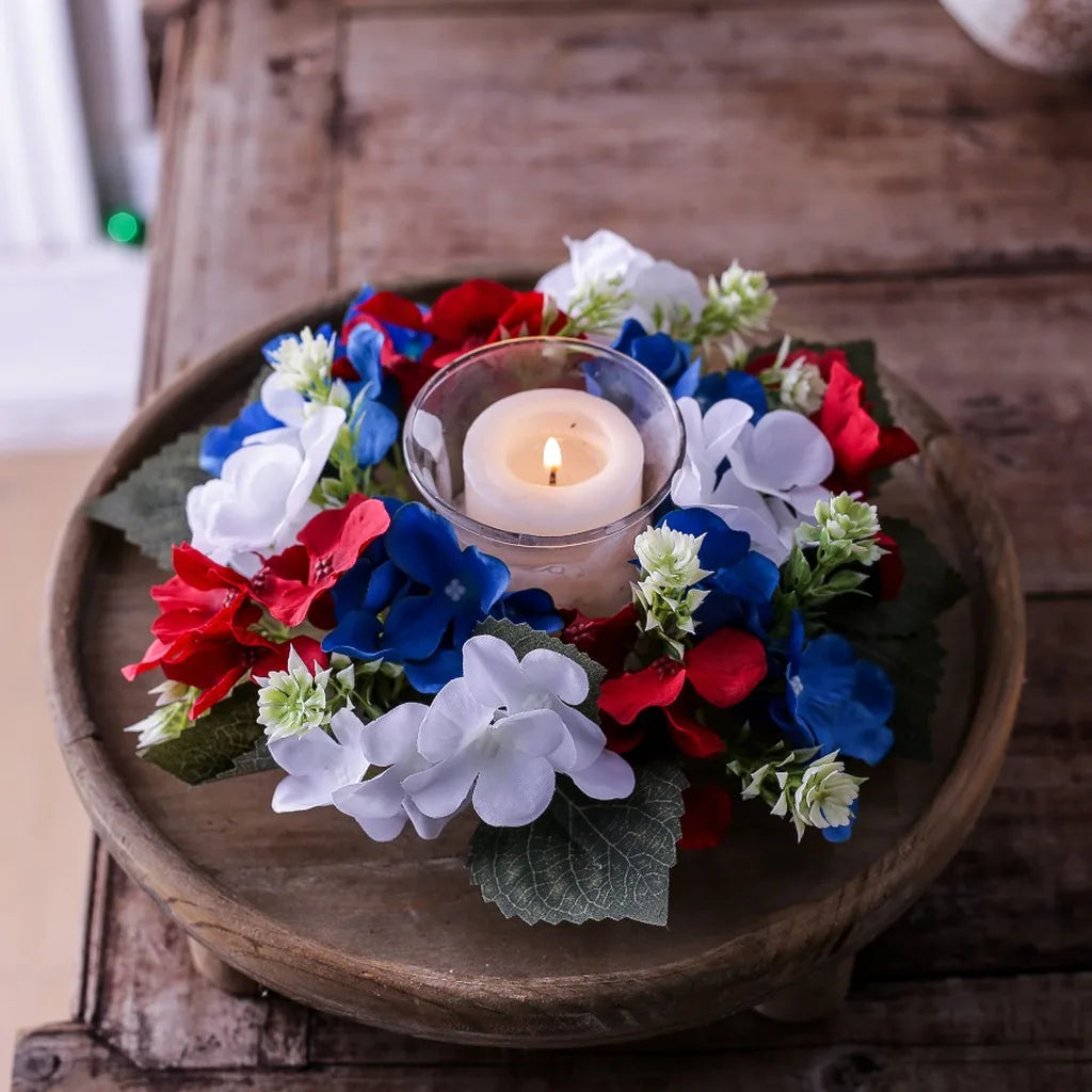 Candle Holder Wreath Festive Hydrangea Candle Holder Decorative Flower Ring Lightweight Artificial Flower Wreath For Dining Oasis Select