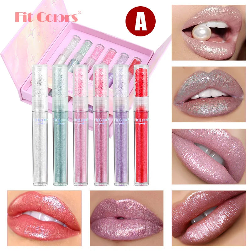 Fit Colors Diamond Lip Oil Gloss Set – 6 Shades Gift Box Lip Gloss Set Oasis Select