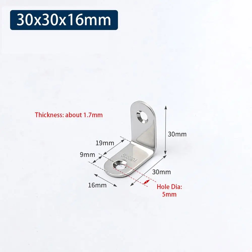 1Pcs Cabinet Screens Wall Angle Bracket Furniture Fastener SUS304 Stainless Steel Corner Brace Joint L Shape Oasis Select 30x30x16mm