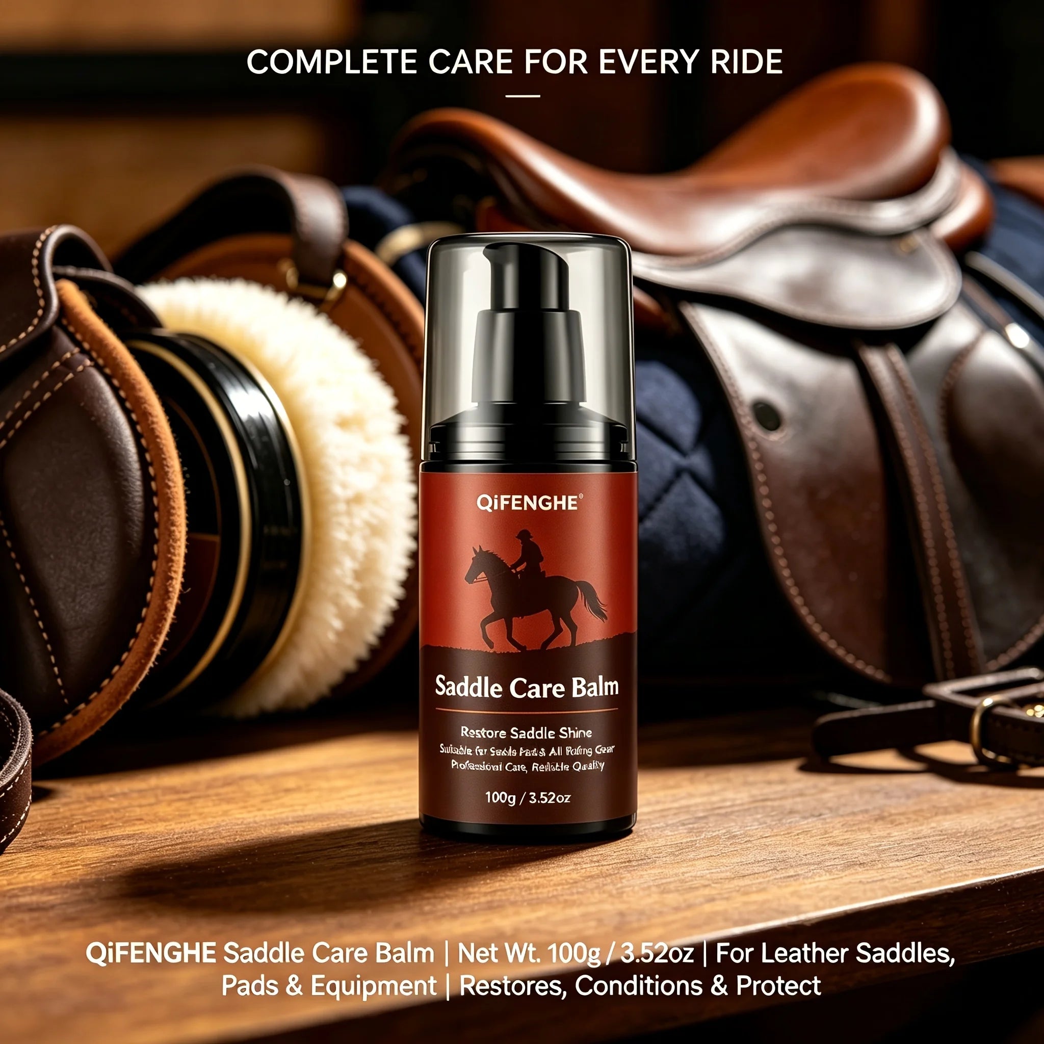 Qifenghe Leather Saddle Care Balm for Equestrian - Revives Dull Dry Saddles Softens Rough Leather Polishes Saddle Pads Riding Ac Oasis Select