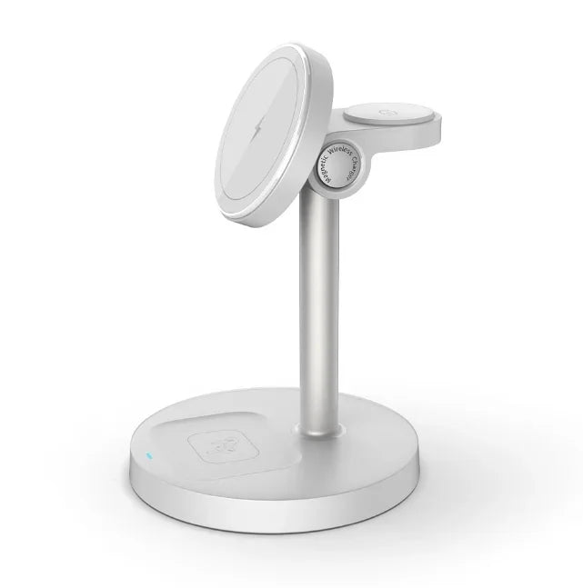 3 in 1 Desktop Magnetic Wireless Charger For iPhone 17 16 15 14 13 12 Pro Max Samsung Huawei xiaomi for Apple Watch AirPods Pro Oasis Select WHITE