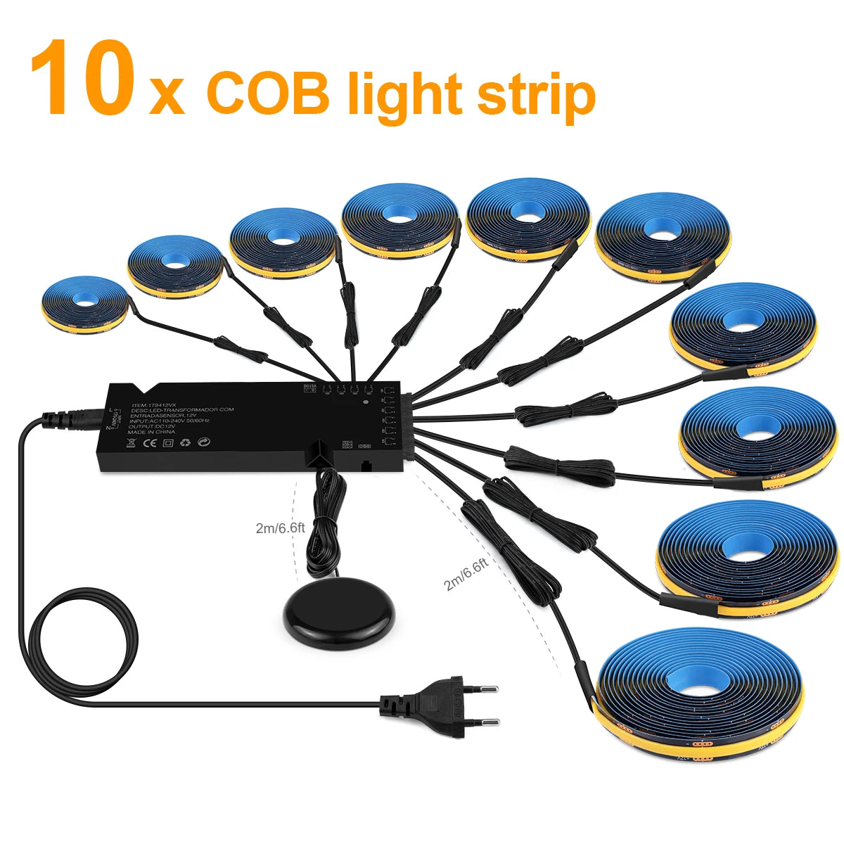 12V Acoustic Wall Panel Decor Lamp More Covert Dimmable Black PCB COB Light Strip With Touch Swtich,For TV Cabinet Backlight Oasis Select 10PCS COB Strip Neutral White USA Power Plug|3M 9.84FT