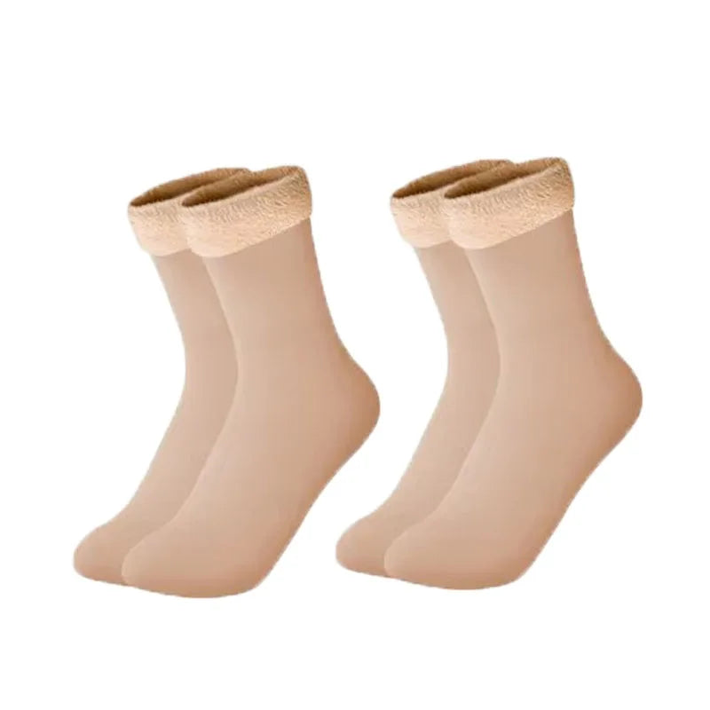 1/2/3pairs Snow Socks Middle Tube Solid Winter Plus Velvet Thick Keep Warm And Cold Socks Comfortable Mens Womens Floor Socks Oasis Select skin 2pairs