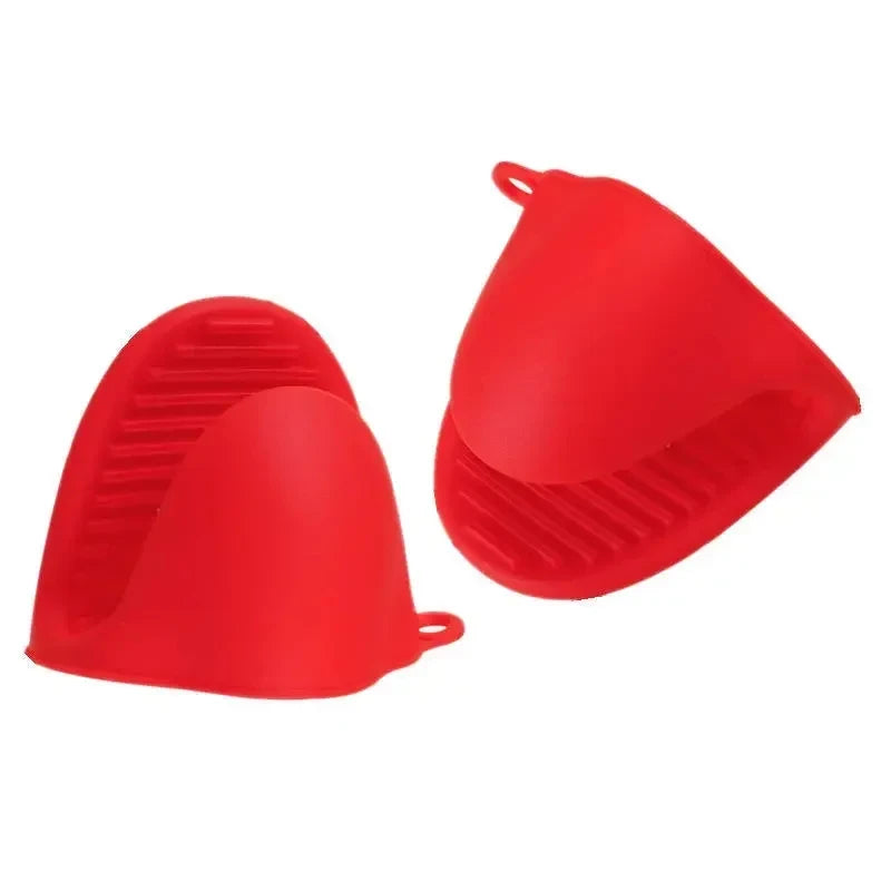 2pcs Oven Mitts Silicone Heat Resistant Pinch Mitts Anti Scalding Non Slip Gloves Clips Pot Holder Cooking Baking Oven Mitts Oasis Select Red
