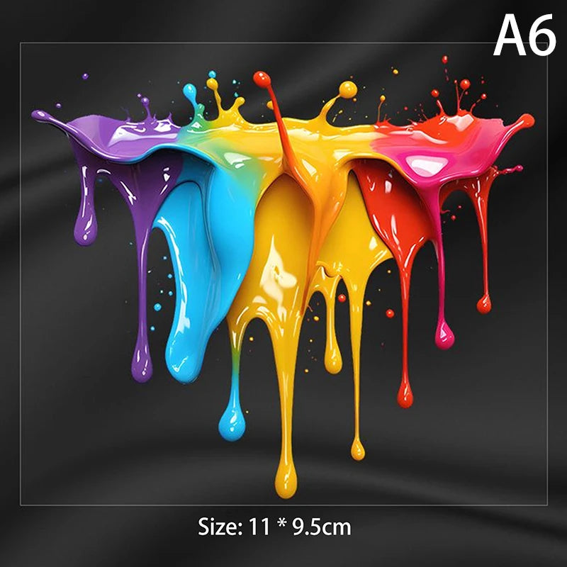 Car Interior Stickers With Dopamine Coloured Fluid Paint Vinyl For Reflective Car Fuel Tank Window Decal Stickers Oasis Select A1-S