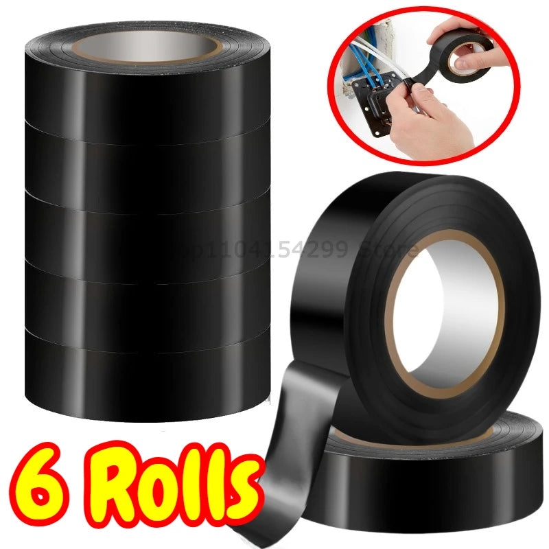 6/10m High-temperature Insulation Tape Resistant Black Flame Retardant Electrical Tape Insulating Adhesive for Industrial Househ Oasis Select 6Rolls 16mm 10M