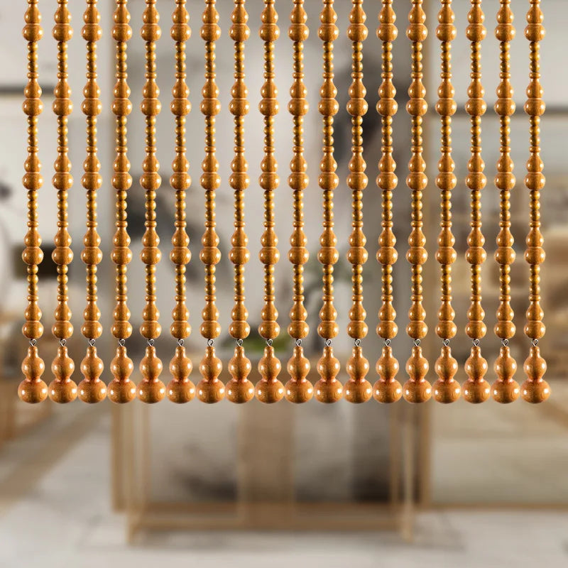 Peach wood gourd bead curtain door curtain partition porch bathroom living room Jufu household perforated decorative curtain Oasis Select 3 21 pieces 125cm