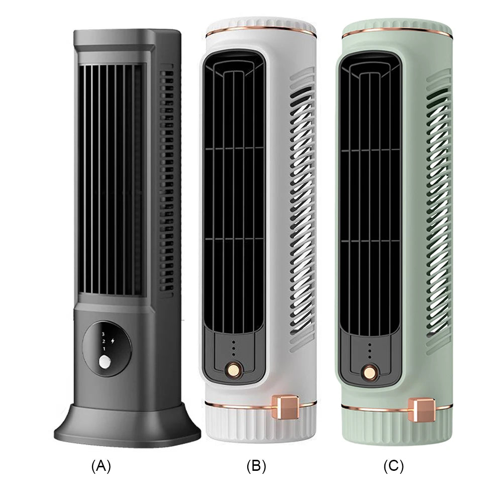 Desk Tower Fan USB Rechargeable 3 Speeds Quiet Air Cooler Summer Ventilation Fan Desktop Cooling Fan for Outdoor Camping Hiking Oasis Select