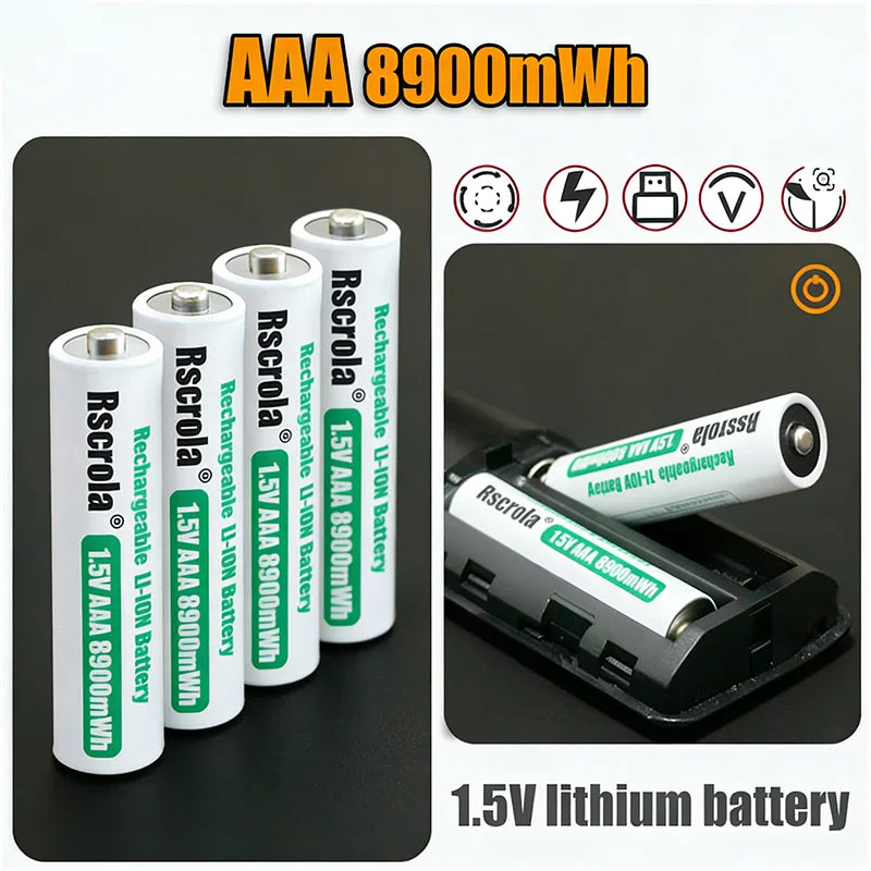 1.5V AAA8900mWh rechargeable battery New AAA lithium battery long life for Mouse Flashlight Fan Game Machine electric toy Oasis Select
