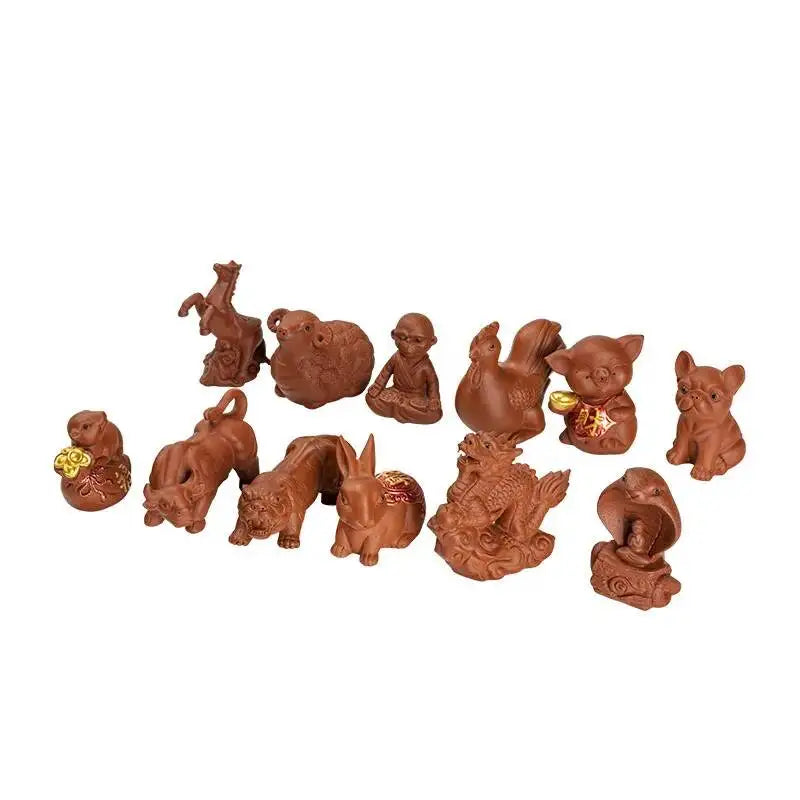 Zisha Twelve Zodiac Creative Tea Pet Ornaments Nurturable Tea Play Tea Accessories Cute Zodiac Small Ornaments Oasis Select
