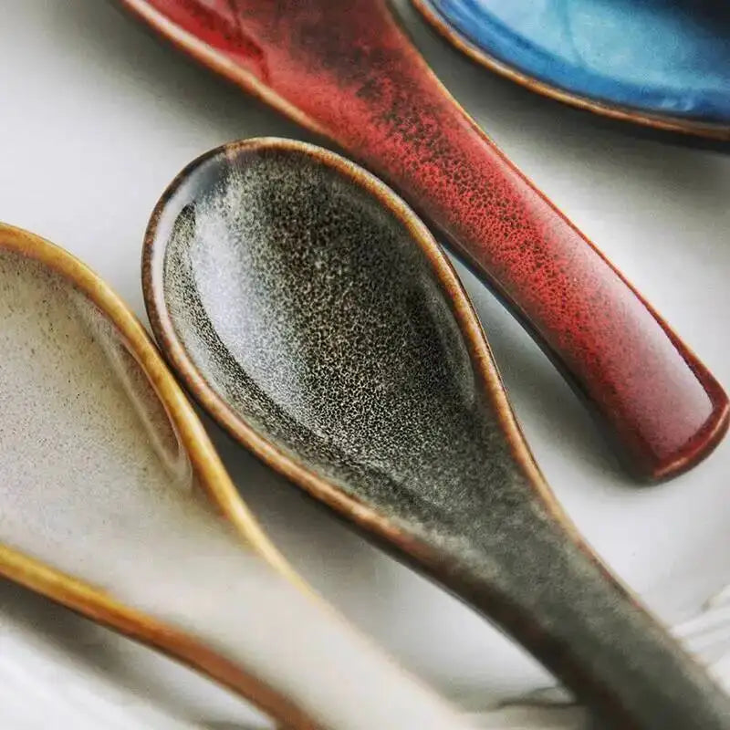 Kiln-fired Spoons Rice Spoons Soup Porridge Dessert Spoons Household Restaurant Oasis Select