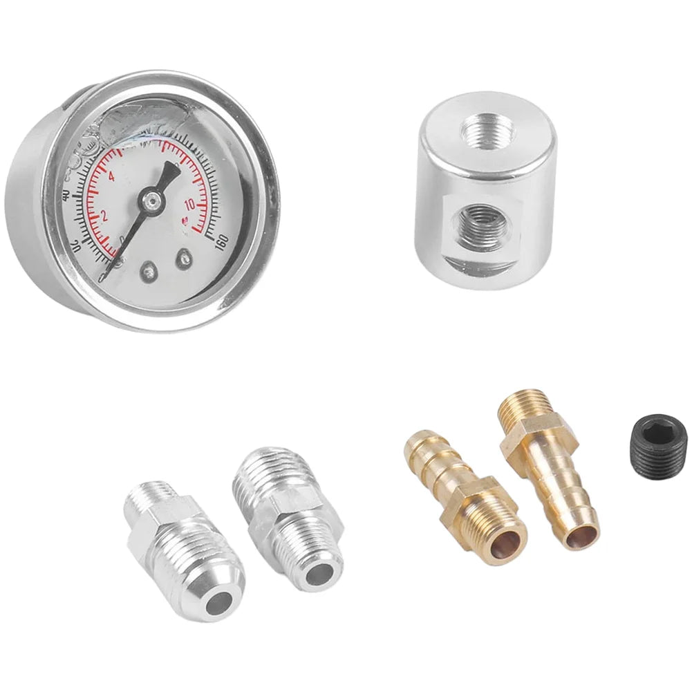 0–160 PSI Liquid-Filled Fuel Pressure Gauge | 1/8 NPT AN6 Fuel Pressure Gauge Oasis Select A