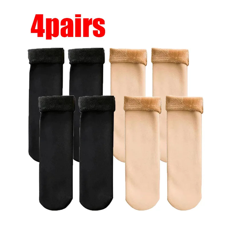 1/2/3/4pairs Winter Warm Women Socks Soft Thicken Thermal Plush Socks Velvet Wool Snow Boots Floor Socks Home Sleeping Sock Oasis Select Mix 4Pairs One Size