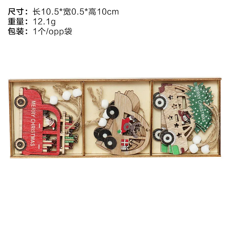 Christmas Decorations Wooden Elderly Snowman Combination Hanging Christmas Tree Pendant Oasis Select Car