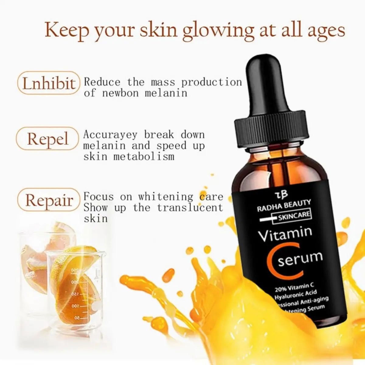 Vitamin C Face Serum – Hyaluronic Acid, Vitamin E & Botanicals